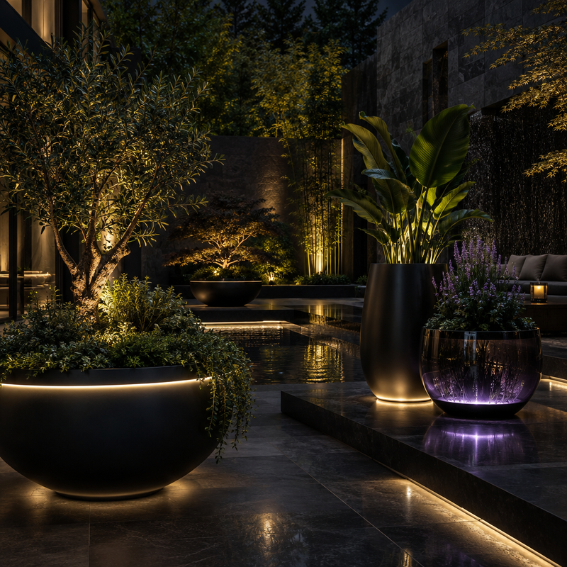LED Planters & Garden Decor