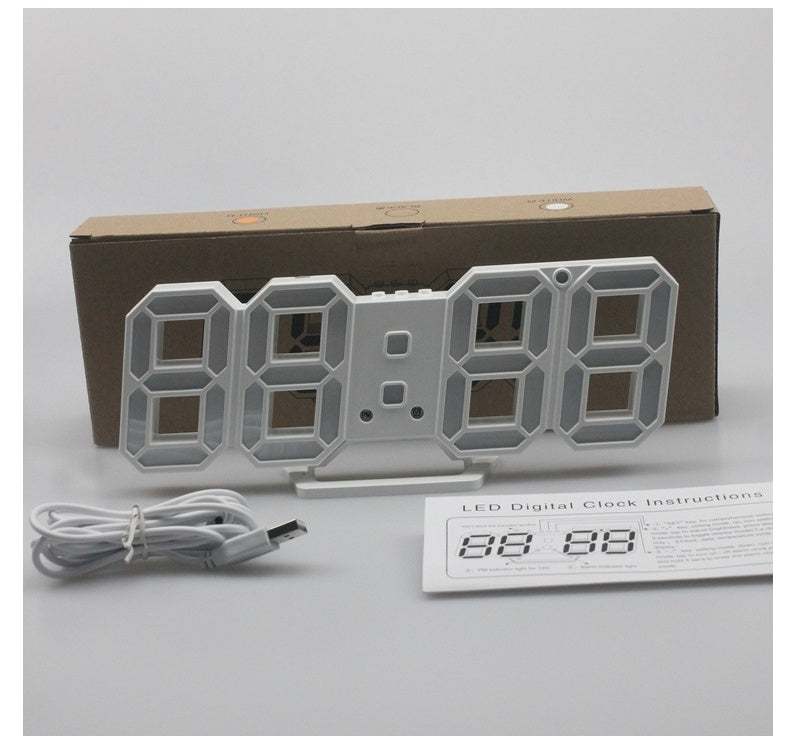3D LED Digital Wall Clock – Large Display Modern Clock with Alarm & Temperature