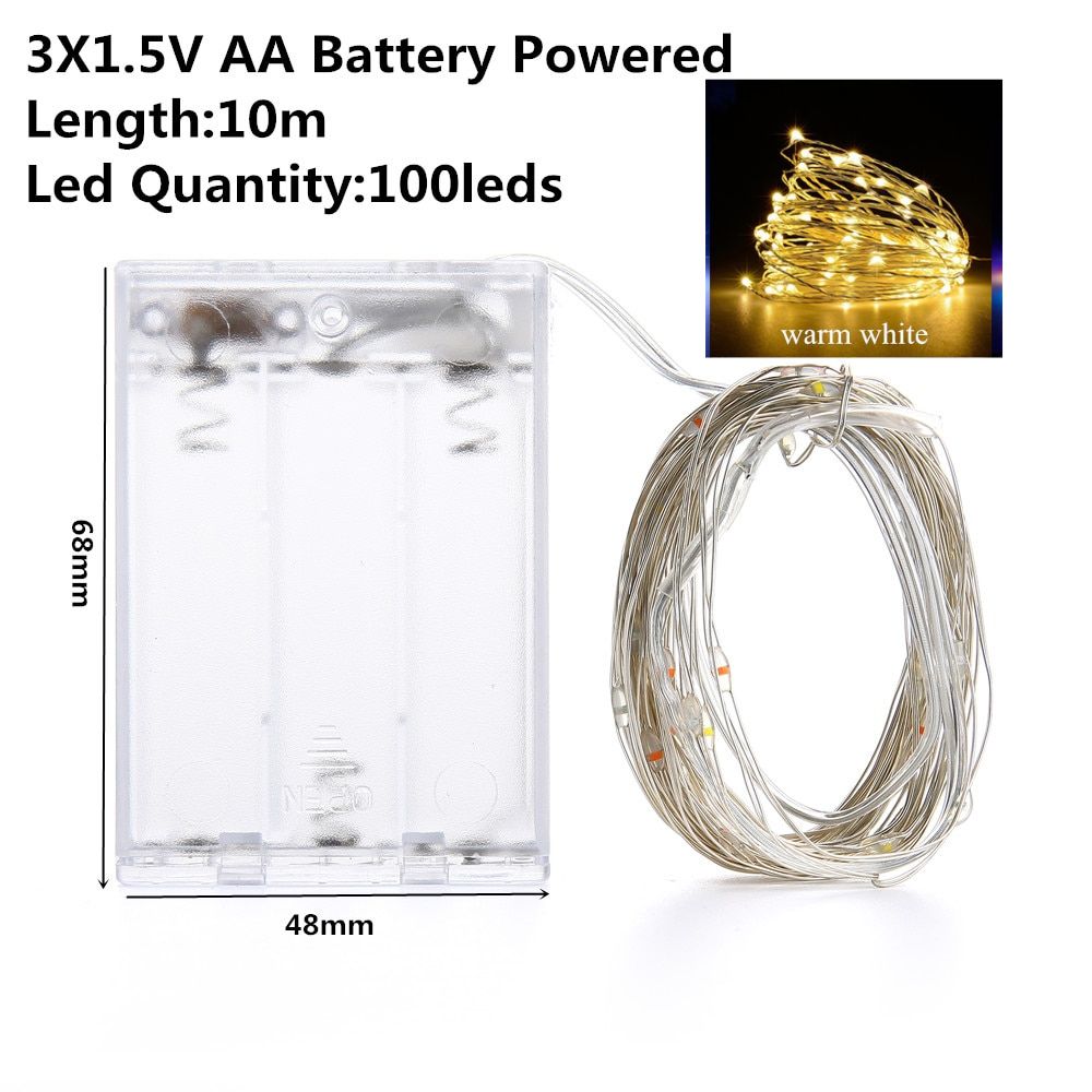 10m Battery Operated Fairy String Lights – Warm LED Decorative Lights for Home & Bedroom