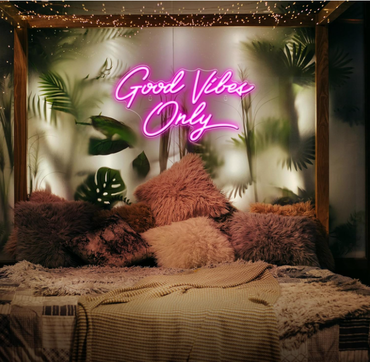 Good Vibes Only Neon Signs for Wall Decor 17.7" x 9.9" | Pink Good Vibes Only LED Sign