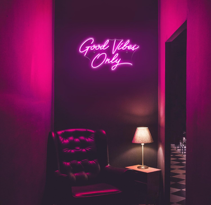 Good Vibes Only Neon Signs for Wall Decor 17.7" x 9.9" | Pink Good Vibes Only LED Sign