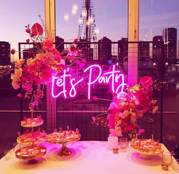 Let's Party Neon Signs for Wall Decor 18" * 8.3" with USB Chain Light modulator 5V