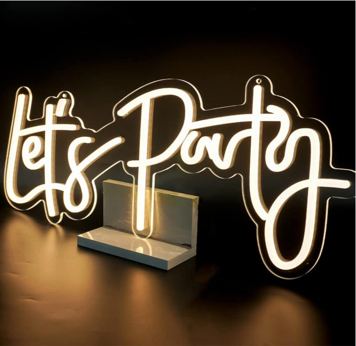Let's Party Neon Signs for Wall Decor 18" * 8.3" with USB Chain Light modulator 5V