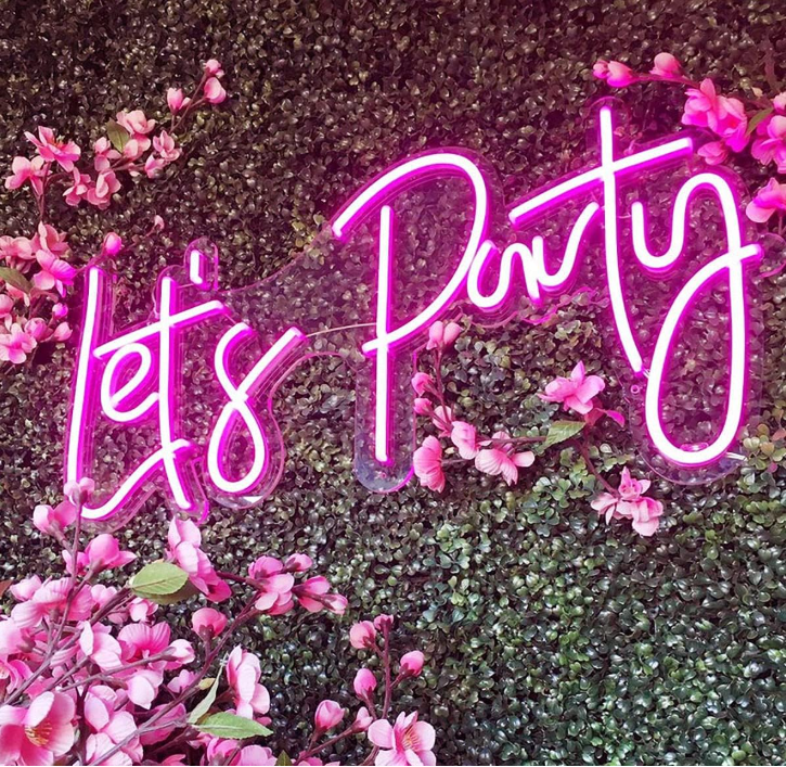 Let's Party Neon Signs for Wall Decor 18" * 8.3" with USB Chain Light modulator 5V