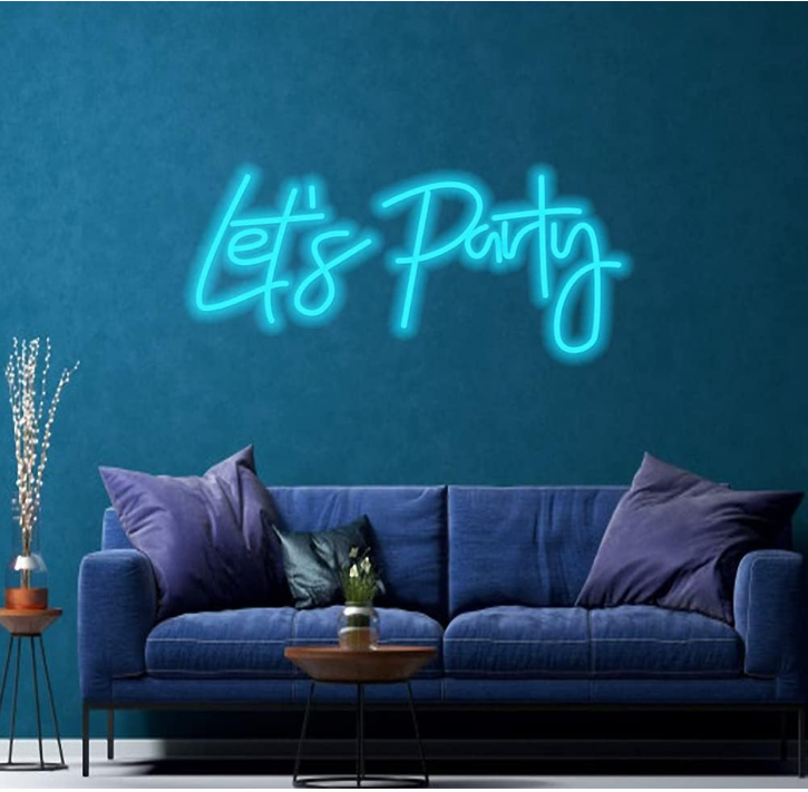 Let's Party Neon Signs for Wall Decor 18" * 8.3" with USB Chain Light modulator 5V