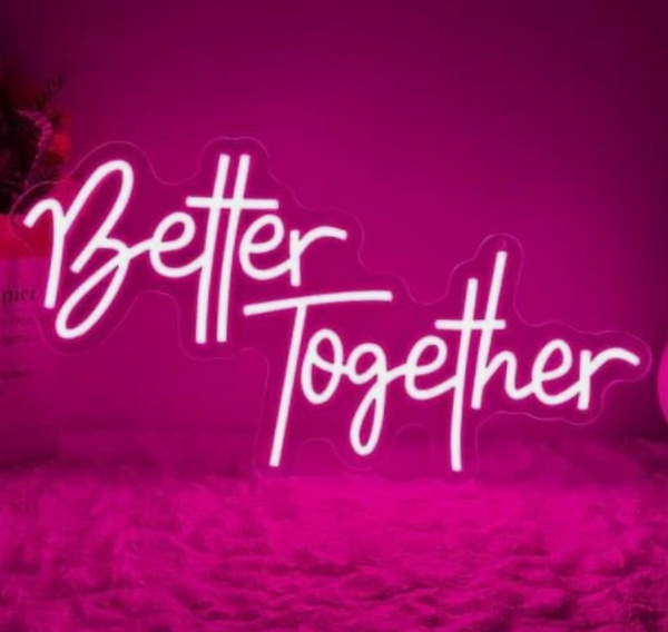Better Together Neon Sign 16.9" x 9.1" - USB Powered LED Neon Light