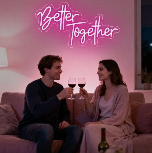 Better Together Neon Sign 16.9" x 9.1" - USB Powered LED Neon Light