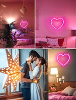 Pink Heart LED Neon Sign – Romantic Aesthetic Wall Decor for Bedroom, Wedding & Room Setup