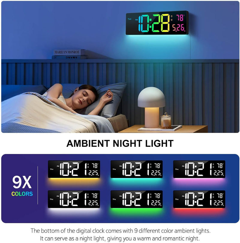RGB LED Clock – Color Changing Digital Wall Clock with Remote Control
