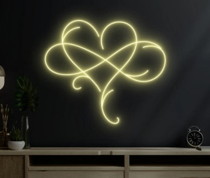 Infinity Heart LED Neon Sign – Romantic Love Wall Decor for Bedroom, Wedding & Anniversary