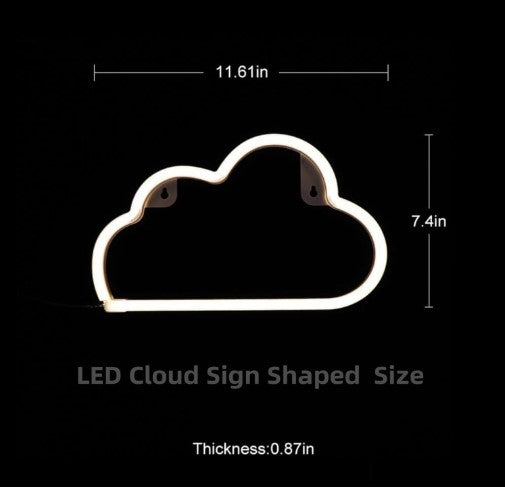 LED Neon Cloud Sign - Aesthetic Wall Light Decor for Bedroom, Nursery & Gaming Room