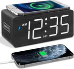 Wireless Charging LED Alarm Clock – Modern Bedroom Clock with Night Light