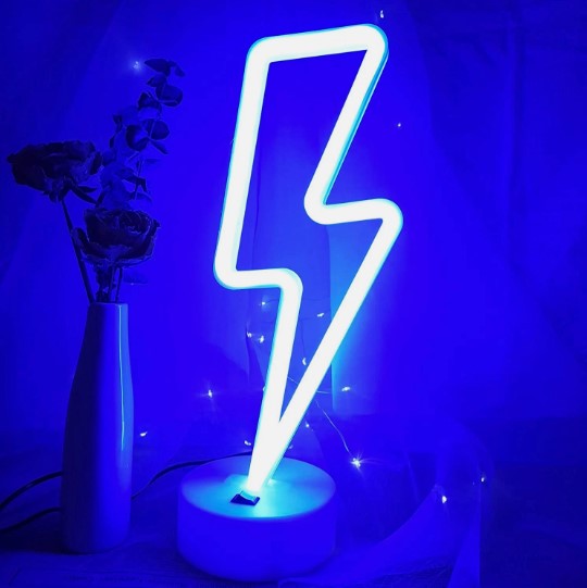 Lightning Bolt LED Neon Light Sign - Aesthetic Wall Decor for Bedroom, Gaming Room & Bar