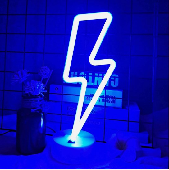 Lightning Bolt LED Neon Light Sign - Aesthetic Wall Decor for Bedroom, Gaming Room & Bar