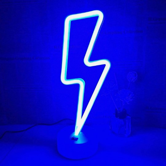 Lightning Bolt LED Neon Light Sign - Aesthetic Wall Decor for Bedroom, Gaming Room & Bar