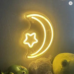 Moon & Stars LED Neon Sign - Aesthetic Wall Decor for Bedroom, Nursery & Room Setup