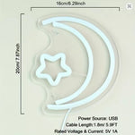 Moon & Stars LED Neon Sign - Aesthetic Wall Decor for Bedroom, Nursery & Room Setup