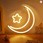 Moon & Stars LED Neon Sign - Aesthetic Wall Decor for Bedroom, Nursery & Room Setup