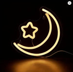 Moon & Stars LED Neon Sign - Aesthetic Wall Decor for Bedroom, Nursery & Room Setup