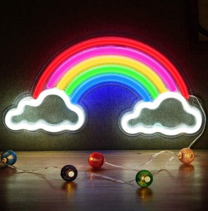 LED Neon Rainbow Cloud USB Sign - Aesthetic Wall Light for Bedroom, Kids Room & Gaming Setup