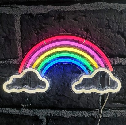 LED Neon Rainbow Cloud USB Sign - Aesthetic Wall Light for Bedroom, Kids Room & Gaming Setup