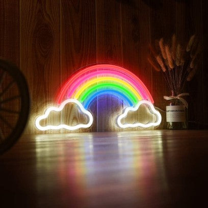 LED Neon Rainbow Cloud USB Sign - Aesthetic Wall Light for Bedroom, Kids Room & Gaming Setup