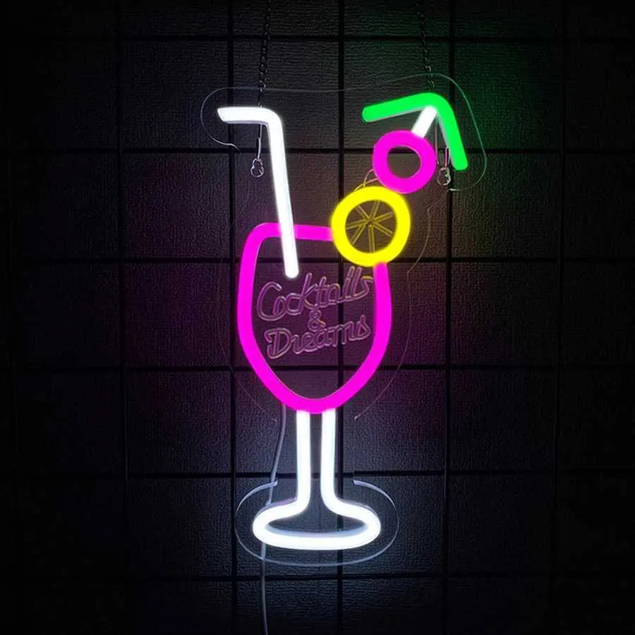 LED Neon Beer & Cocktail Signs - Bar, Man Cave & Home Pub Wall Decor
