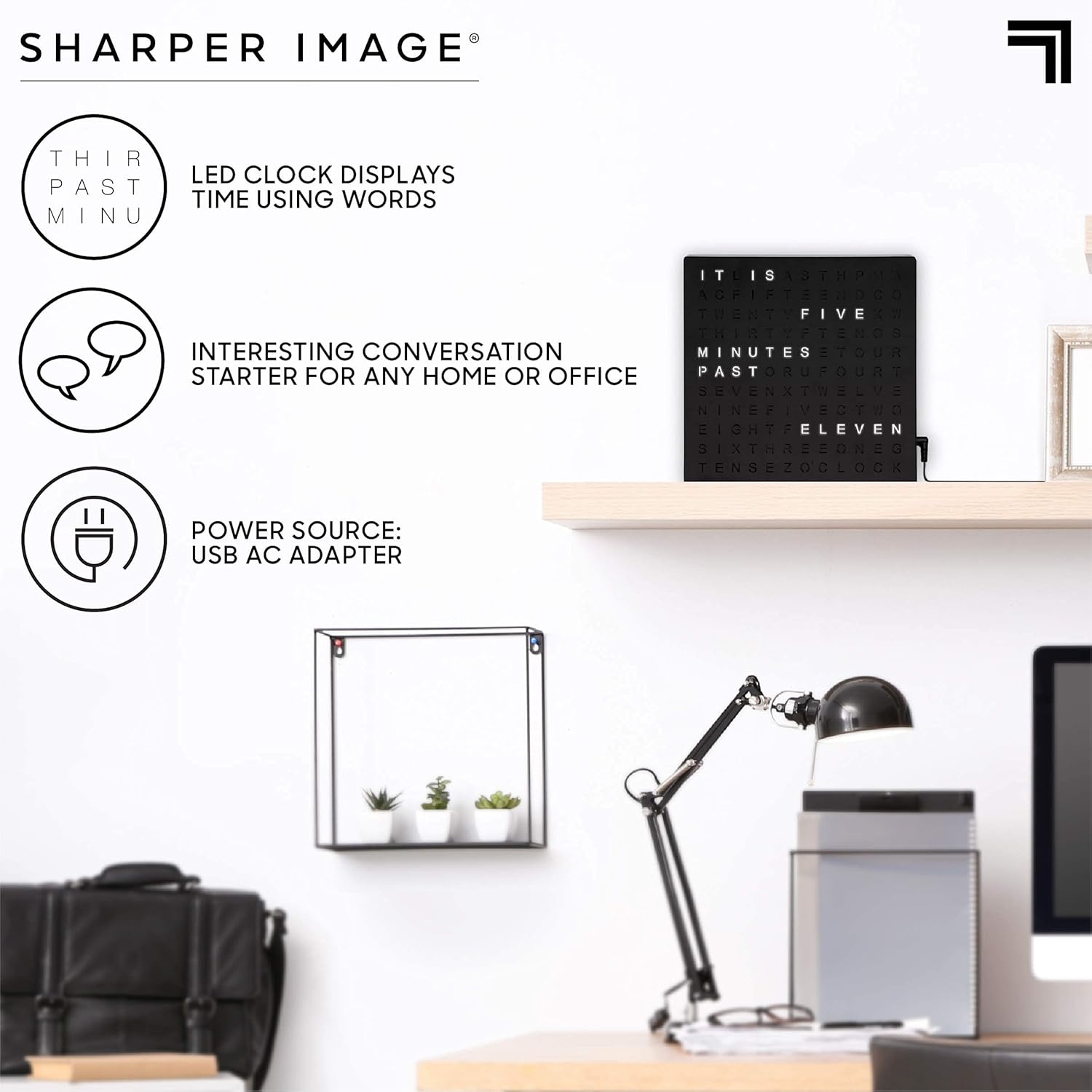 LED Word Clock – Modern Text Display Wall Clock for Home Decor