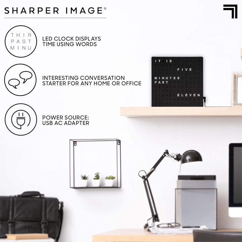 LED Word Clock – Modern Text Display Wall Clock for Home Decor