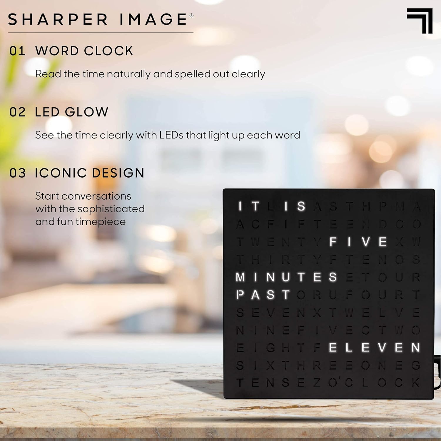LED Word Clock – Modern Text Display Wall Clock for Home Decor