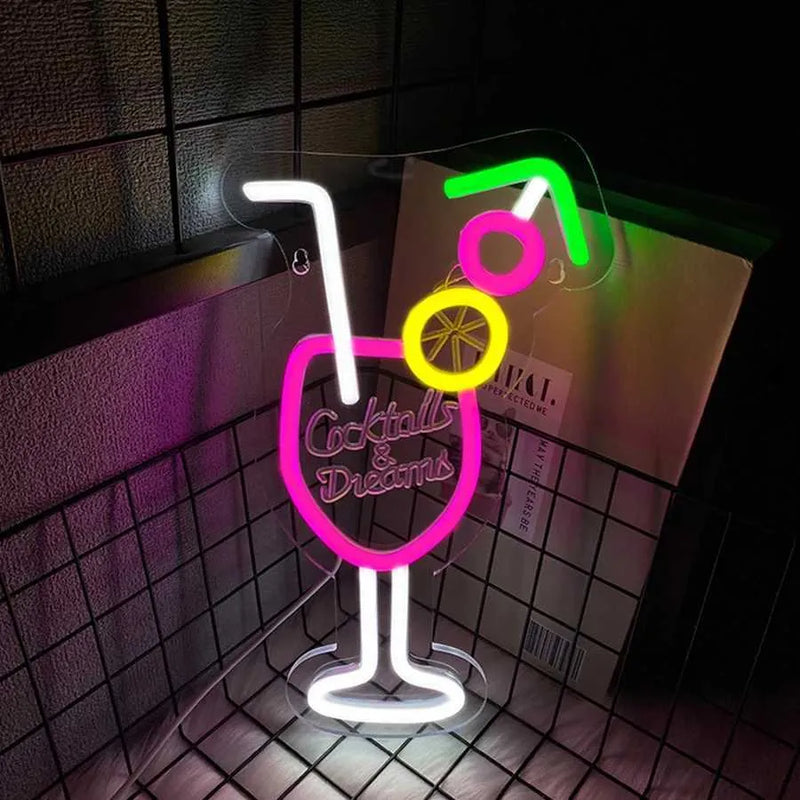 LED Neon Beer & Cocktail Signs - Bar, Man Cave & Home Pub Wall Decor