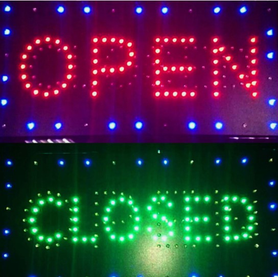 Open/Closed LED Business Sign - Bright Neon Wall Light for Store, Café & Shop