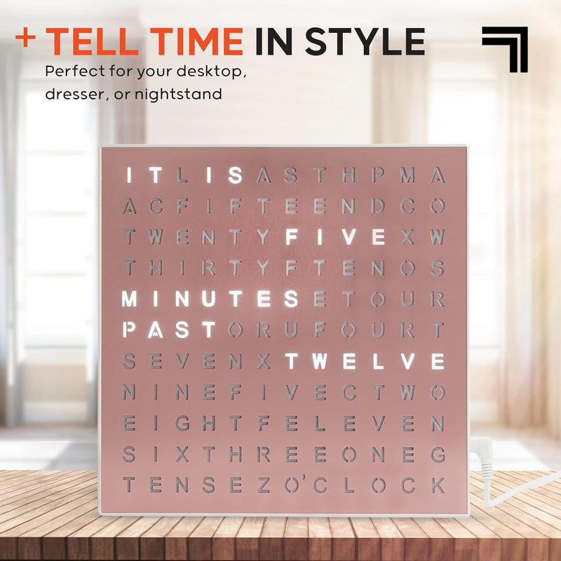 LED Word Clock – Modern Text Display Wall Clock for Home Decor
