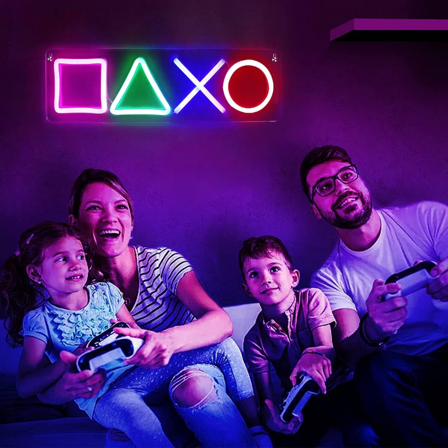 LED Neon Geometric Shapes - Aesthetic Wall Decor for Bedroom, Gaming Room & Office