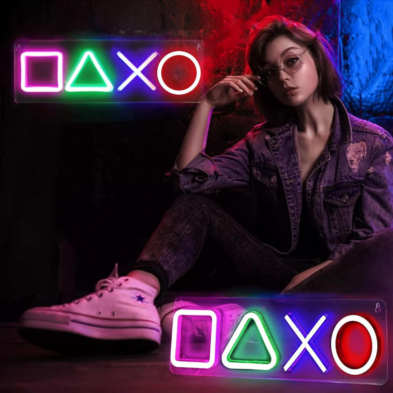 LED Neon Geometric Shapes - Aesthetic Wall Decor for Bedroom, Gaming Room & Office