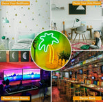 LED Neon Palm Tree Sign - Tropical Aesthetic Wall Decor for Bedroom, Bar & Party