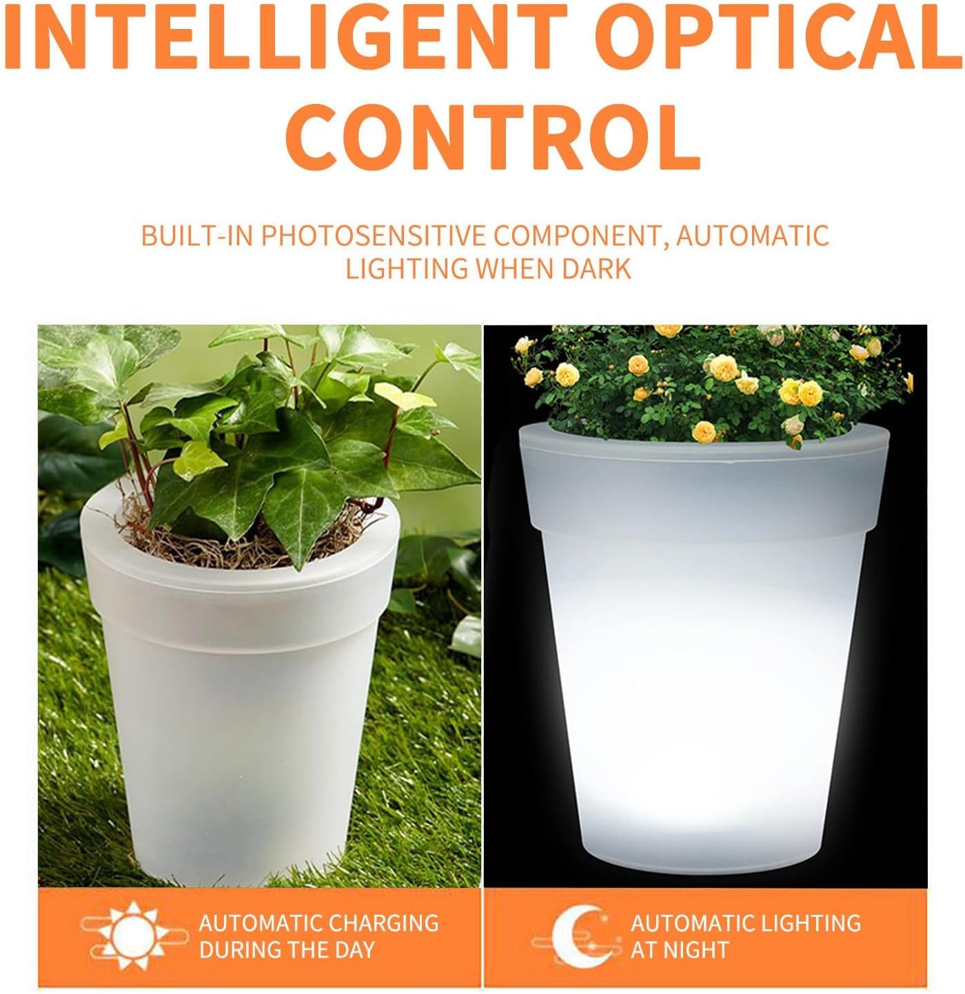 Solar LED Illuminated Planter Pots – Modern Glow Pots for Indoor & Outdoor Decor