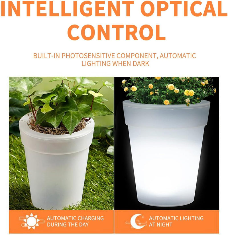 Solar LED Illuminated Planter Pots – Modern Glow Pots for Indoor & Outdoor Decor