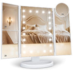 LED Tri-Fold Makeup Mirror - Lighted Vanity Mirror for Bedroom, Dressing Table & Beauty Room