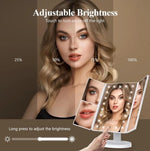 LED Tri-Fold Makeup Mirror - Lighted Vanity Mirror for Bedroom, Dressing Table & Beauty Room