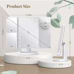 LED Tri-Fold Makeup Mirror - Lighted Vanity Mirror for Bedroom, Dressing Table & Beauty Room