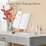 LED Tri-Fold Makeup Mirror - Lighted Vanity Mirror for Bedroom, Dressing Table & Beauty Room