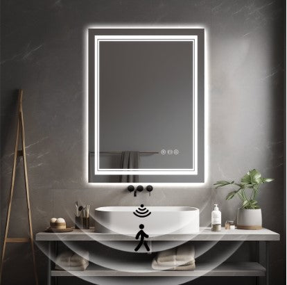Smart LED Bathroom Mirror 24" x 32" - Lighted Vanity Mirror with Touch Control for Home & Bathroom