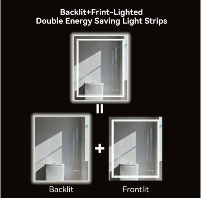 Smart LED Bathroom Mirror 24" x 32" - Lighted Vanity Mirror with Touch Control for Home & Bathroom