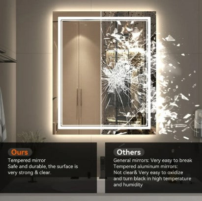 Smart LED Bathroom Mirror 24" x 32" - Lighted Vanity Mirror with Touch Control for Home & Bathroom