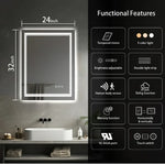 Smart LED Bathroom Mirror 24" x 32" - Lighted Vanity Mirror with Touch Control for Home & Bathroom