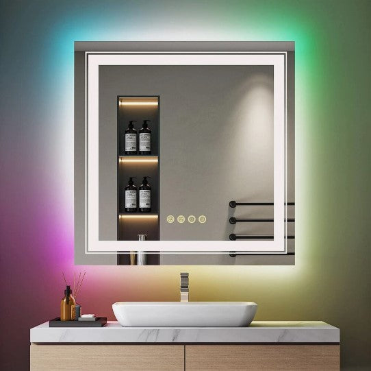 RGB LED Vanity Mirror - Color-Changing Lighted Makeup Mirror for Bedroom & Beauty Room