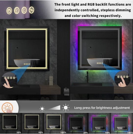 RGB LED Vanity Mirror - Color-Changing Lighted Makeup Mirror for Bedroom & Beauty Room