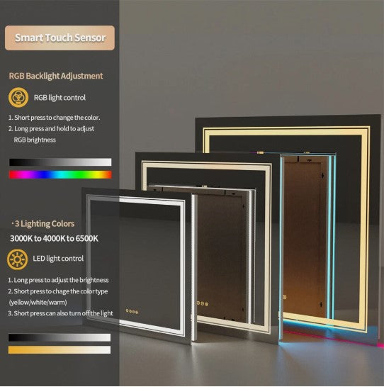 RGB LED Vanity Mirror - Color-Changing Lighted Makeup Mirror for Bedroom & Beauty Room