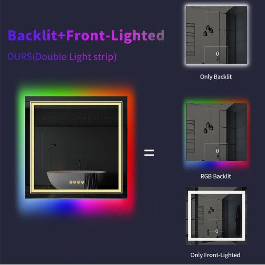 RGB LED Vanity Mirror - Color-Changing Lighted Makeup Mirror for Bedroom & Beauty Room